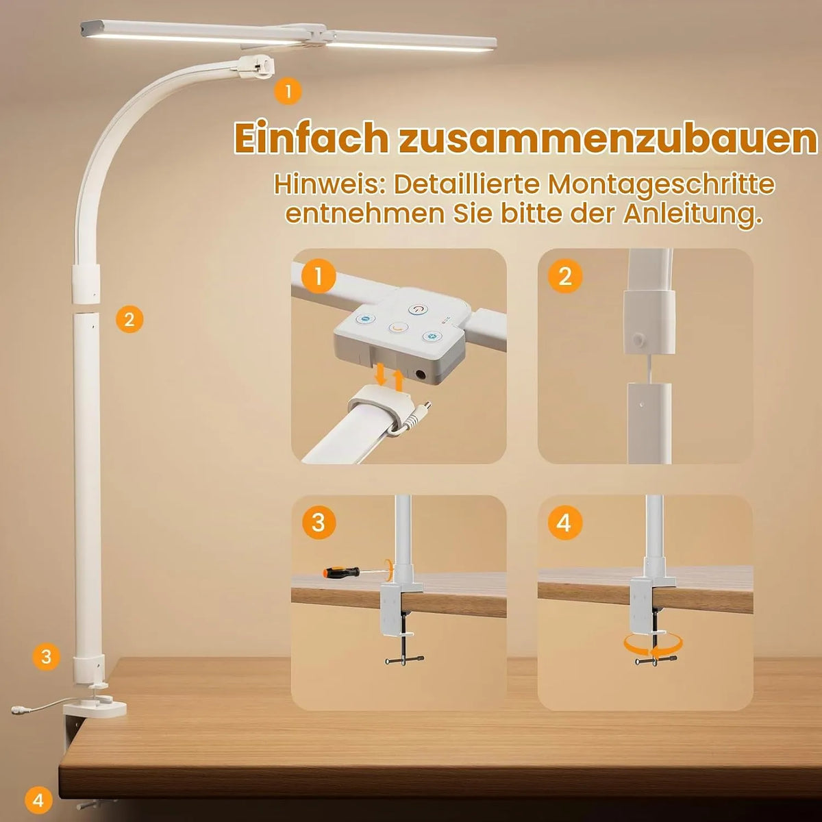 LED Namizna Svetilka z Dvojno Glavo 76 cm