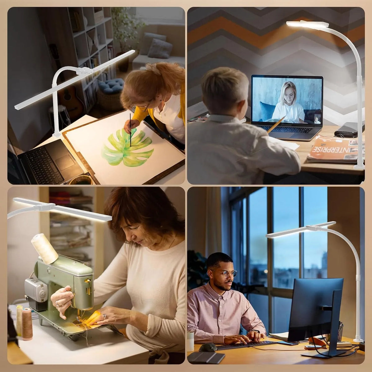 LED Namizna Svetilka z Dvojno Glavo 76 cm