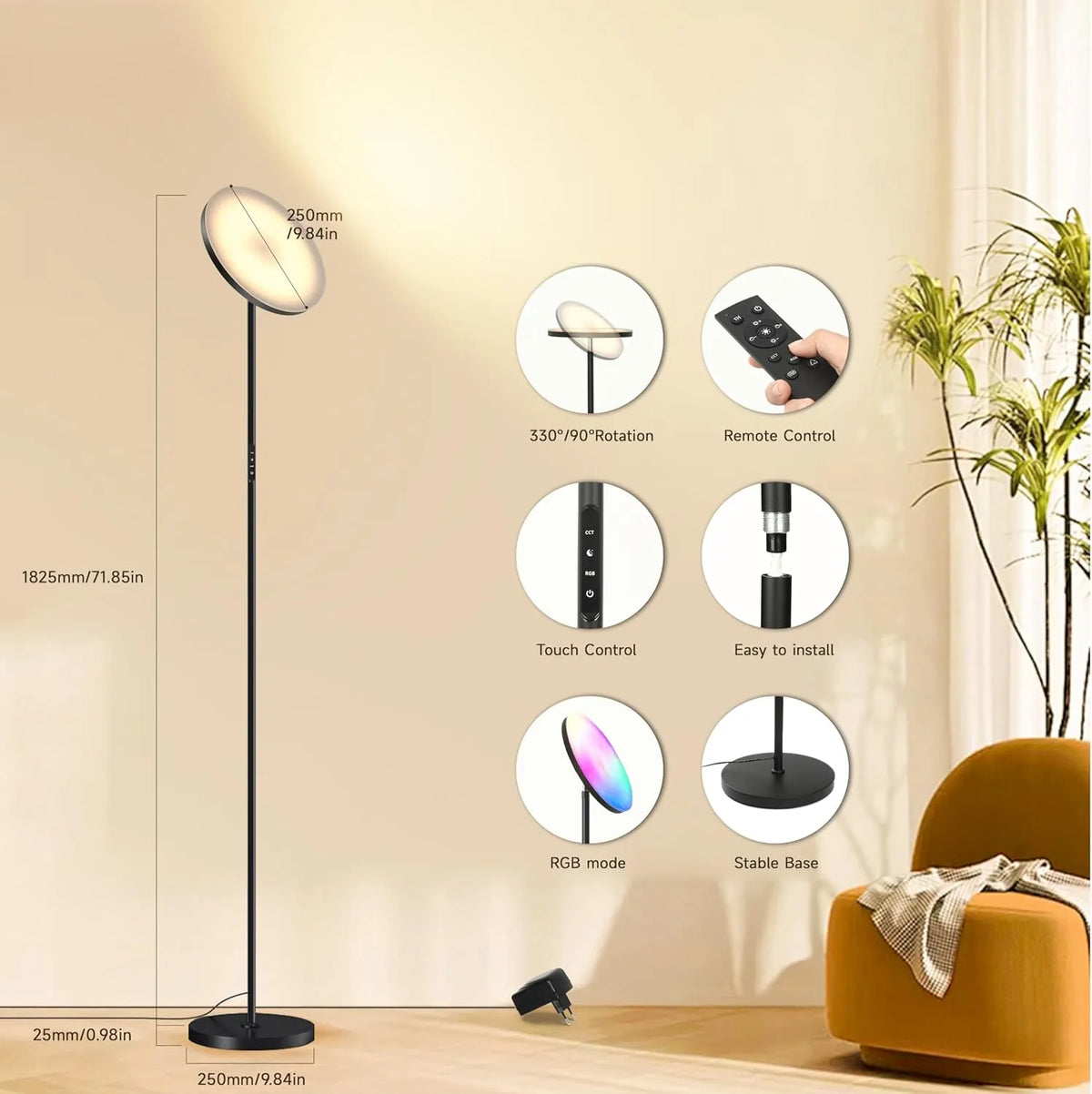 LED Stoječa Svetilka RGB 175 cm 1 Kos