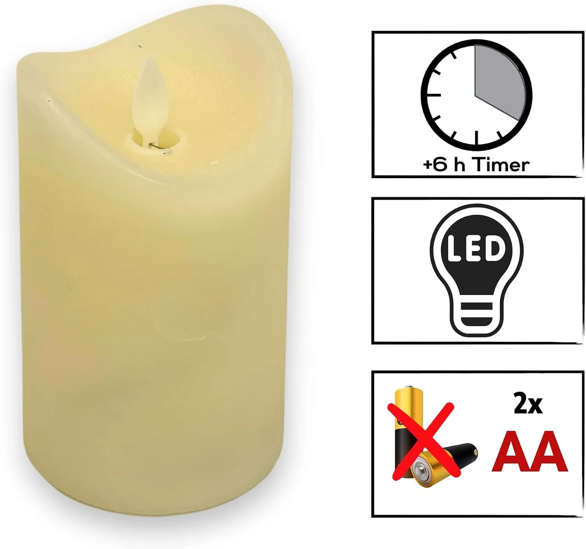 LED Sveče iz Pravega Voska z Gibljivim Plamenom in Časovnikom 4 Kosi