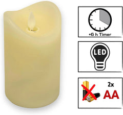 LED Sveče iz Pravega Voska z Gibljivim Plamenom in Časovnikom 4 Kosi