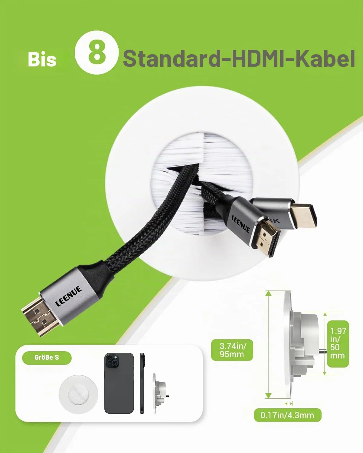 LEENUE 2-delni Set Podometnih Pokrovov za Kable NLEMB203WT-2P-DE