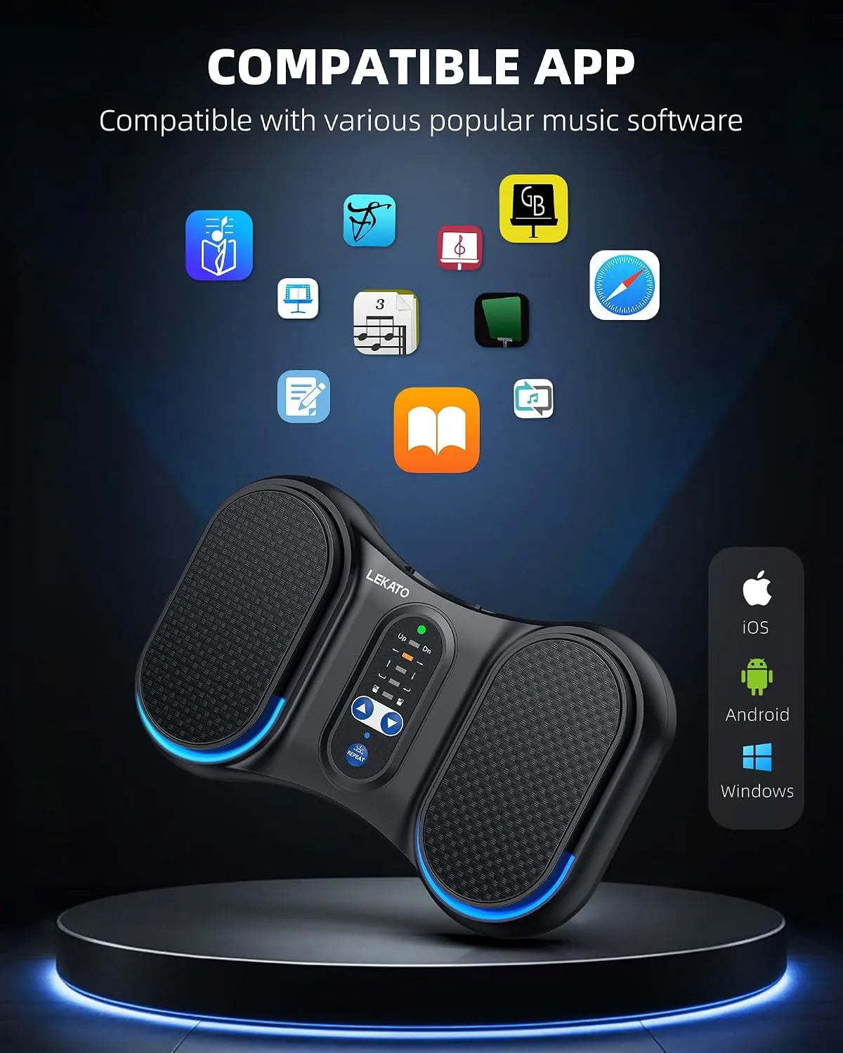 LEKATO Brezžični Bluetooth Pedal za Obračanje Strani 1 Kos