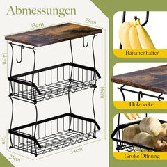Linoch 3-nadstropno Kovinsko Stojalo za Sadje z Držali za Banane OK1