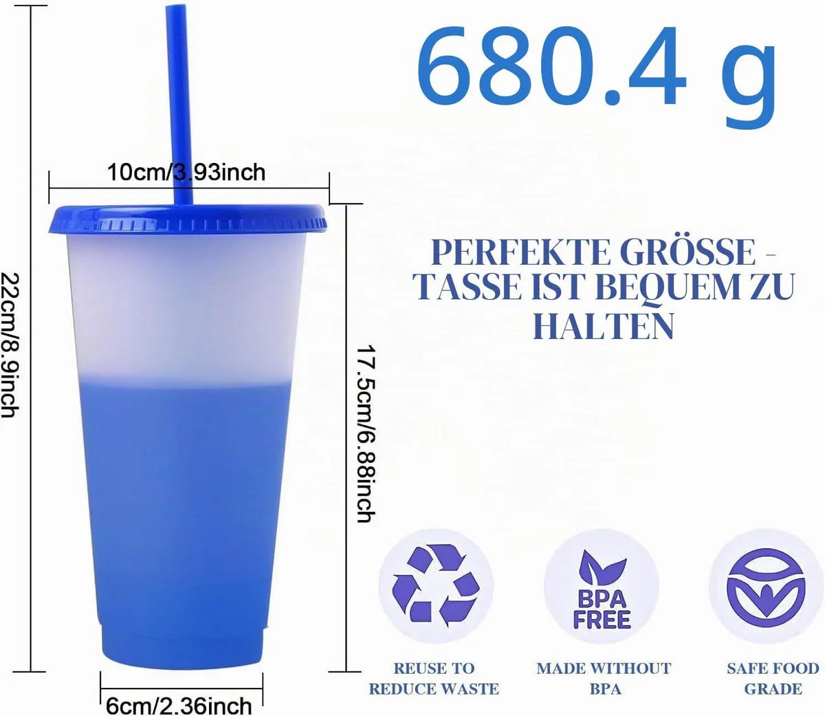 Malloom 30-delni Set Kozarcev s Pokrovi in Slamicami 700 ml SXH-1759