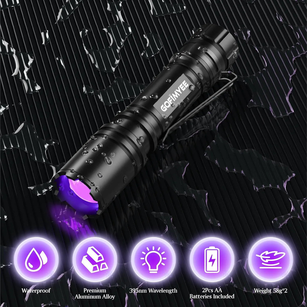 Mini UV Svetilka z Nastavljivim Fokusom 395 nm 2 Kosa