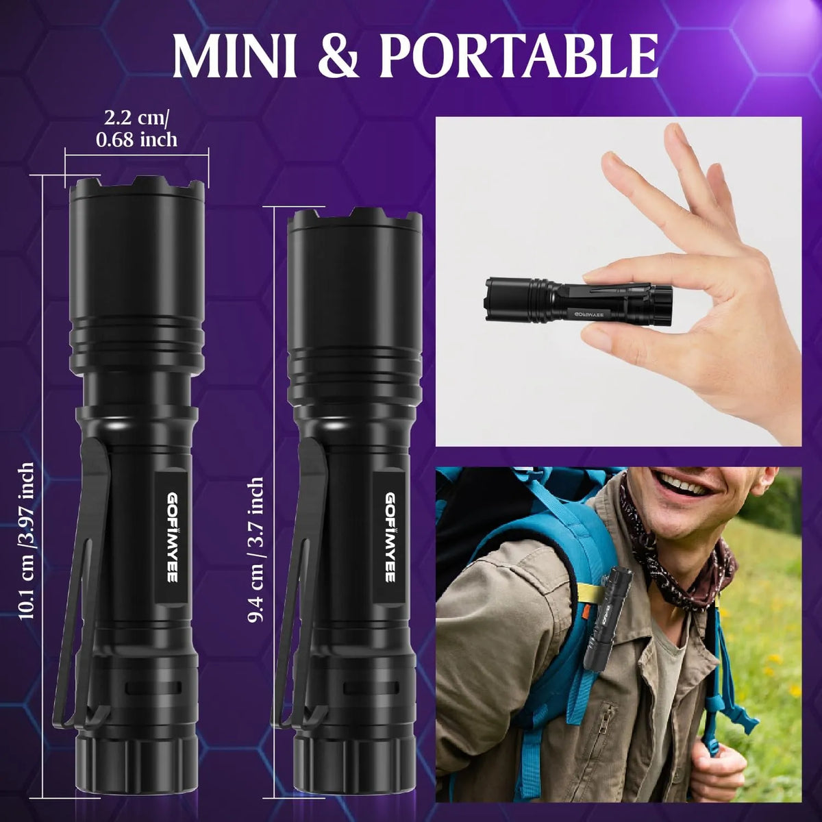 Mini UV Svetilka z Nastavljivim Fokusom 395 nm 2 Kosa