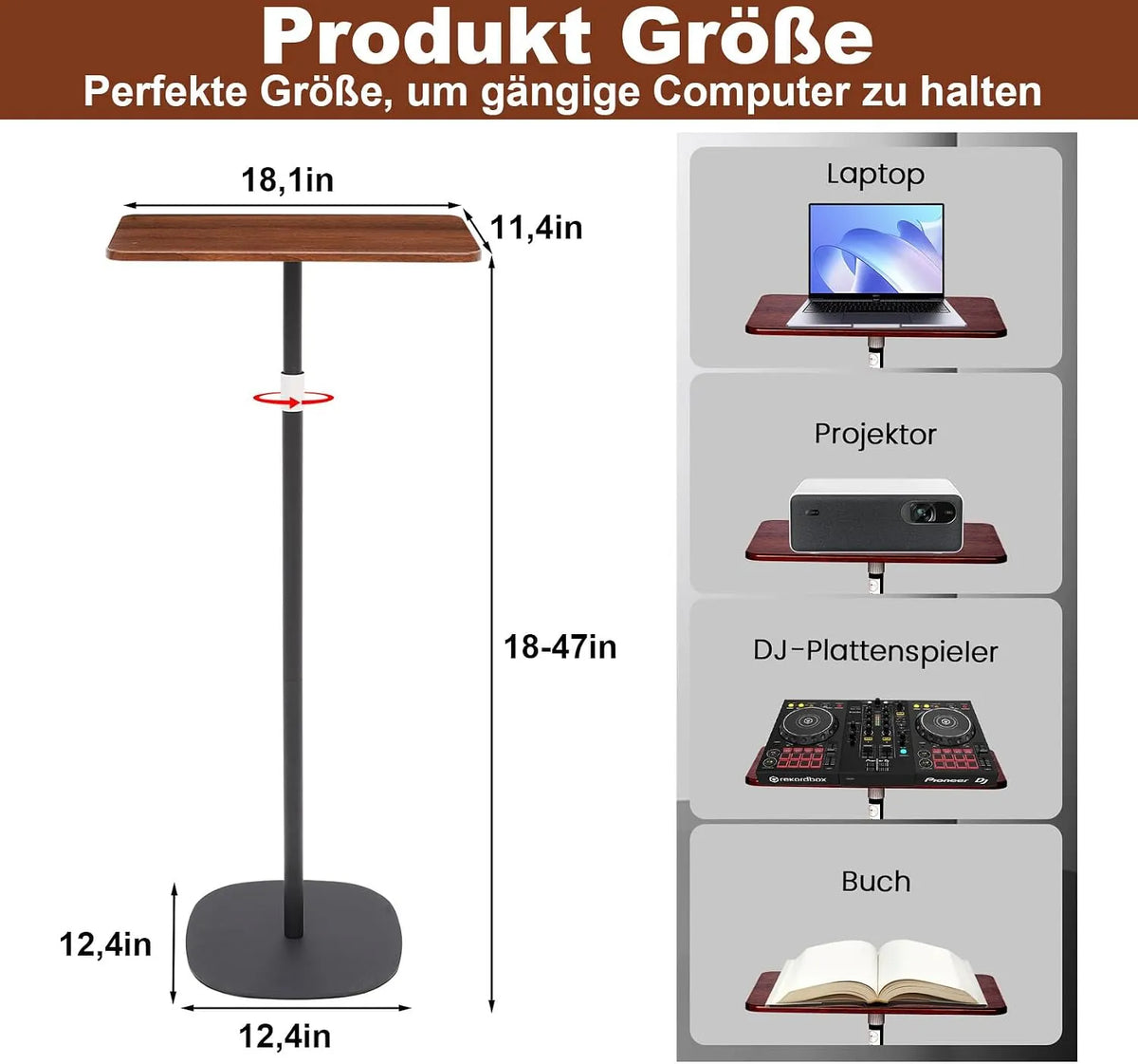 Nastavljiva Miza za Prenosnik 46 x 29 x 120 cm