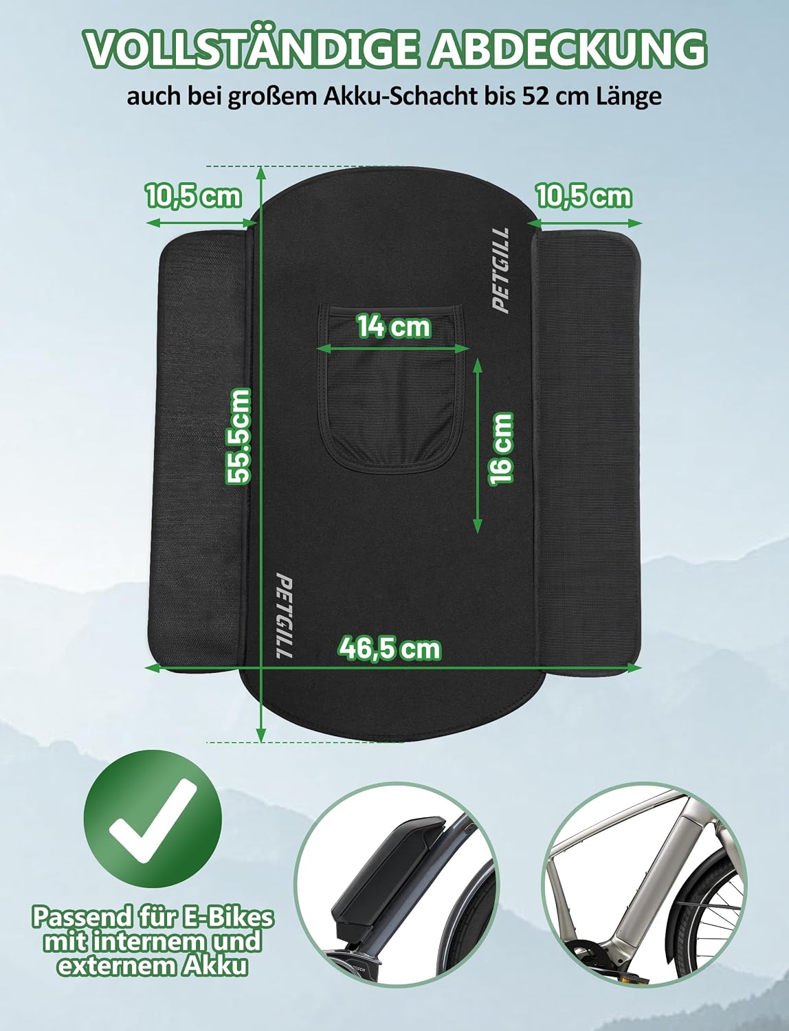 Neoprenska Zaščitna Prevleka za Baterijo E-Kolesa 30-43 cm 2 Kosa