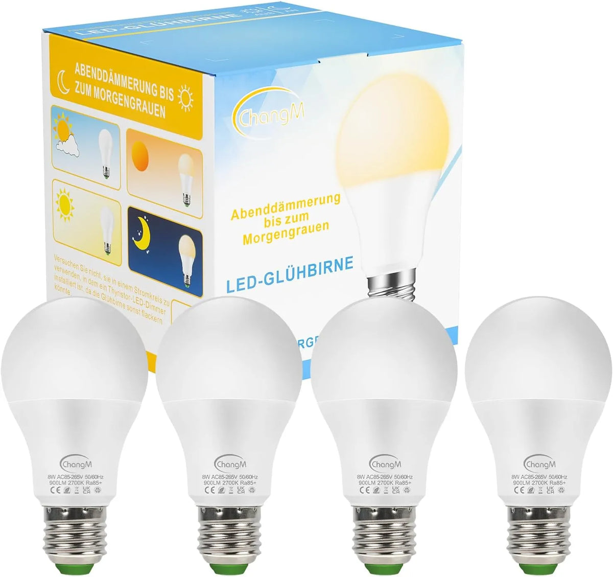 NetBoat LED Sijalka E27 s Senzorjem Dan Noč 4 Kos