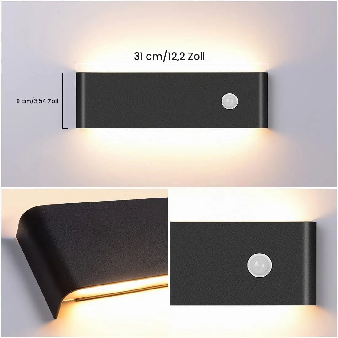 Notranja LED Stenska Svetilka s Senzorjem Gibanja 31x9 cm