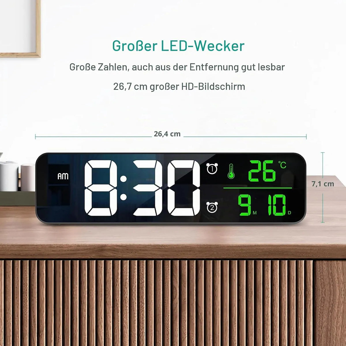 ORIA LED Digitalna Stenska Ura 26.5 x 7 cm