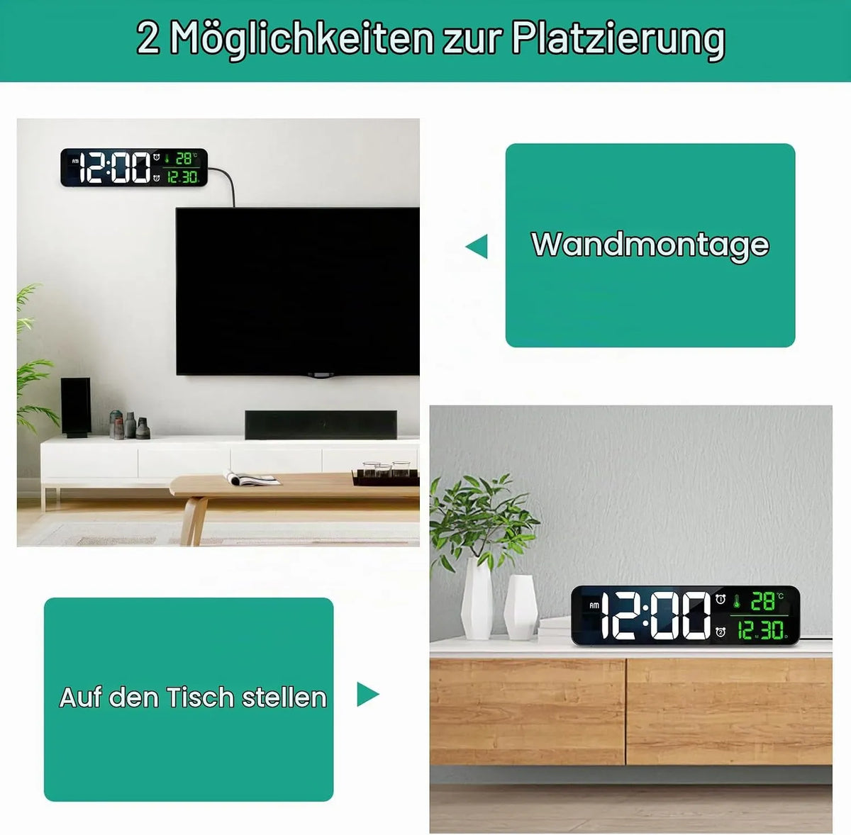 ORIA LED Digitalna Stenska Ura 26.5 x 7 cm