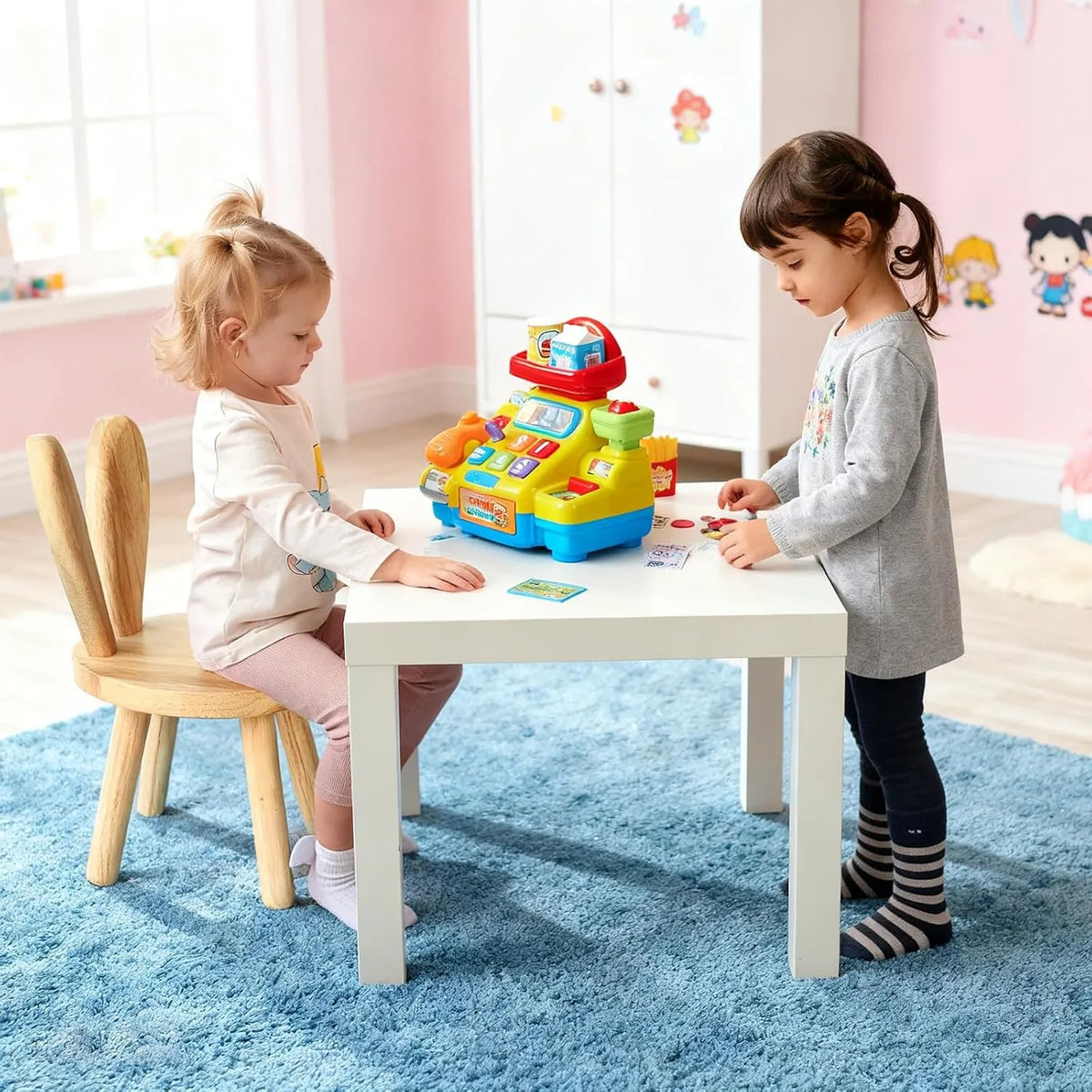 Otroški Stol iz Masivnega Lesa z Zajčjimi Ušesi 45 × Ø 26 cm