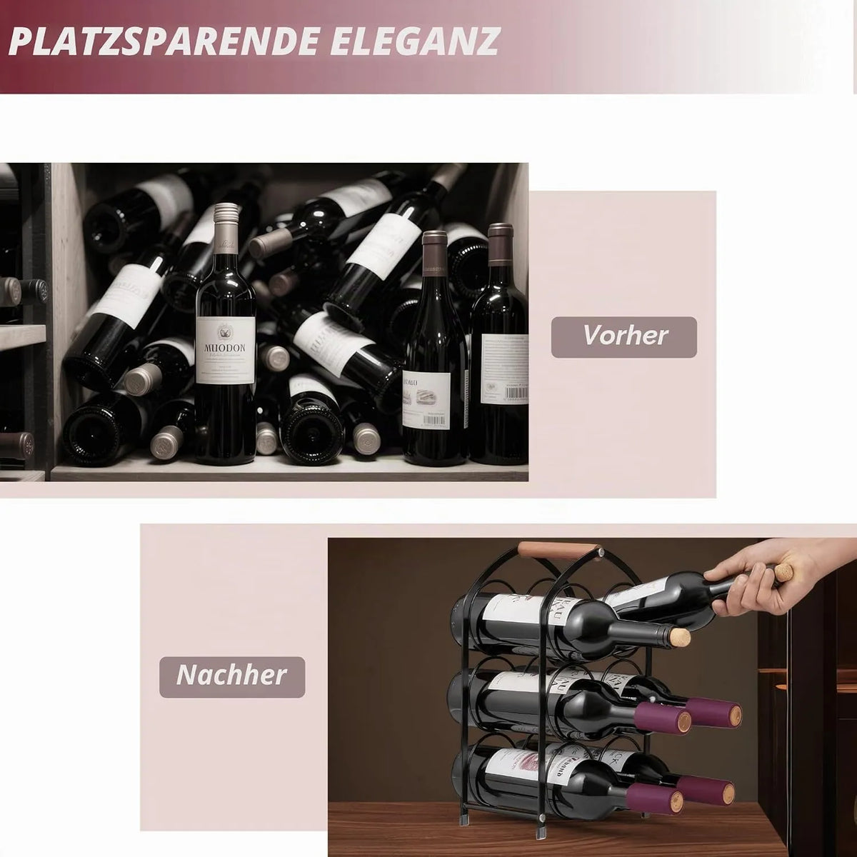 Ouseen Stojalo za Vino za 6 Steklenic