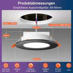 Pametne LED Vgradne Luči RGBW 230V 7W
