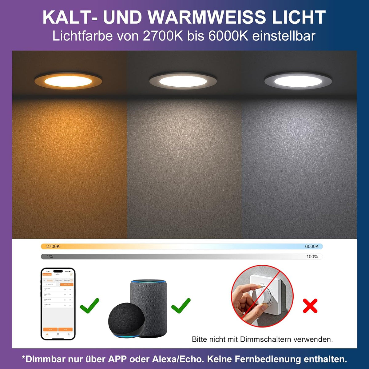 Pametne LED Vgradne Luči RGBW 230V 7W