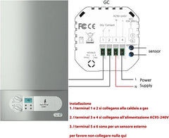 Pametni WiFi Termostat za Plinsko Peč 8.6 x 8.6 cm