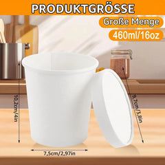 Papirnate Posodice za Juho s Pokrovi 460 ml 50 Kosov