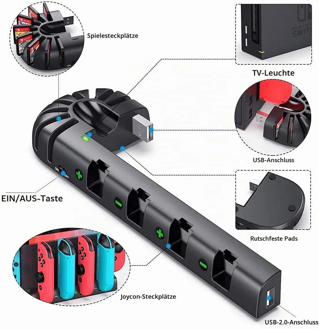Polnilna Postaja za Nintendo Switch Joy-Con Krmilnike