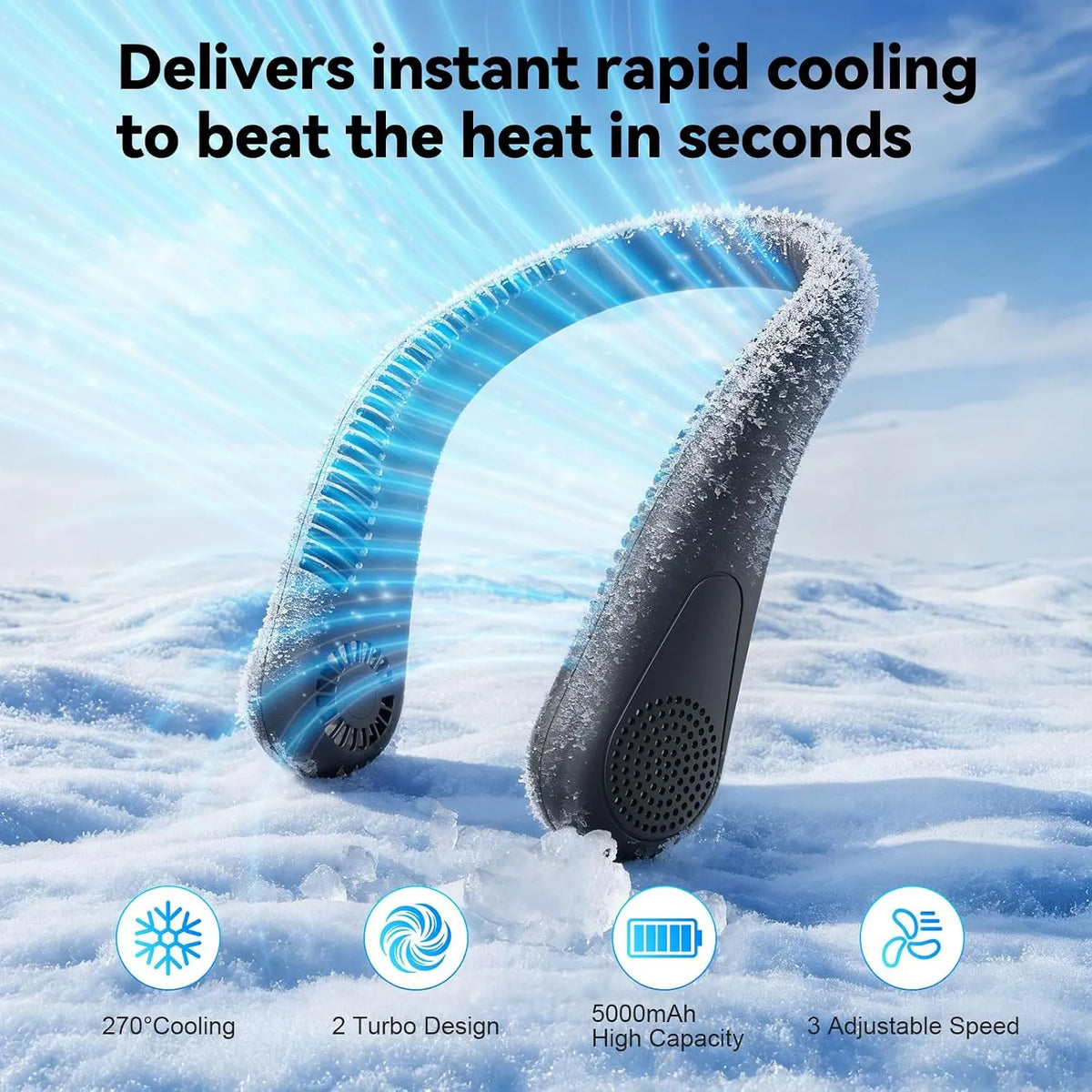 Prenosni Mini USB Vratni Ventilator 5000mAh 1 Kos