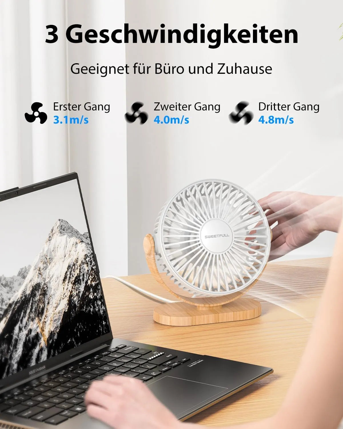 Prenosni USB Namizni Ventilator 15,2 x 6,3 x 13,9 cm