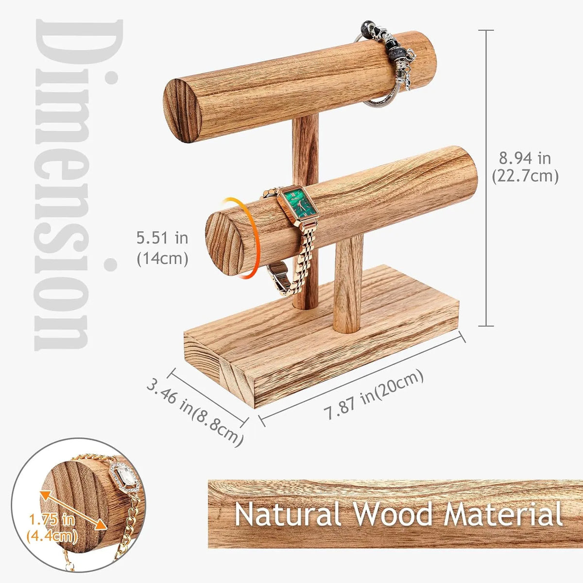 ProCase Leseno Stojalo za Ure in Zapestnice 20 x 8,8 x 22,7 cm