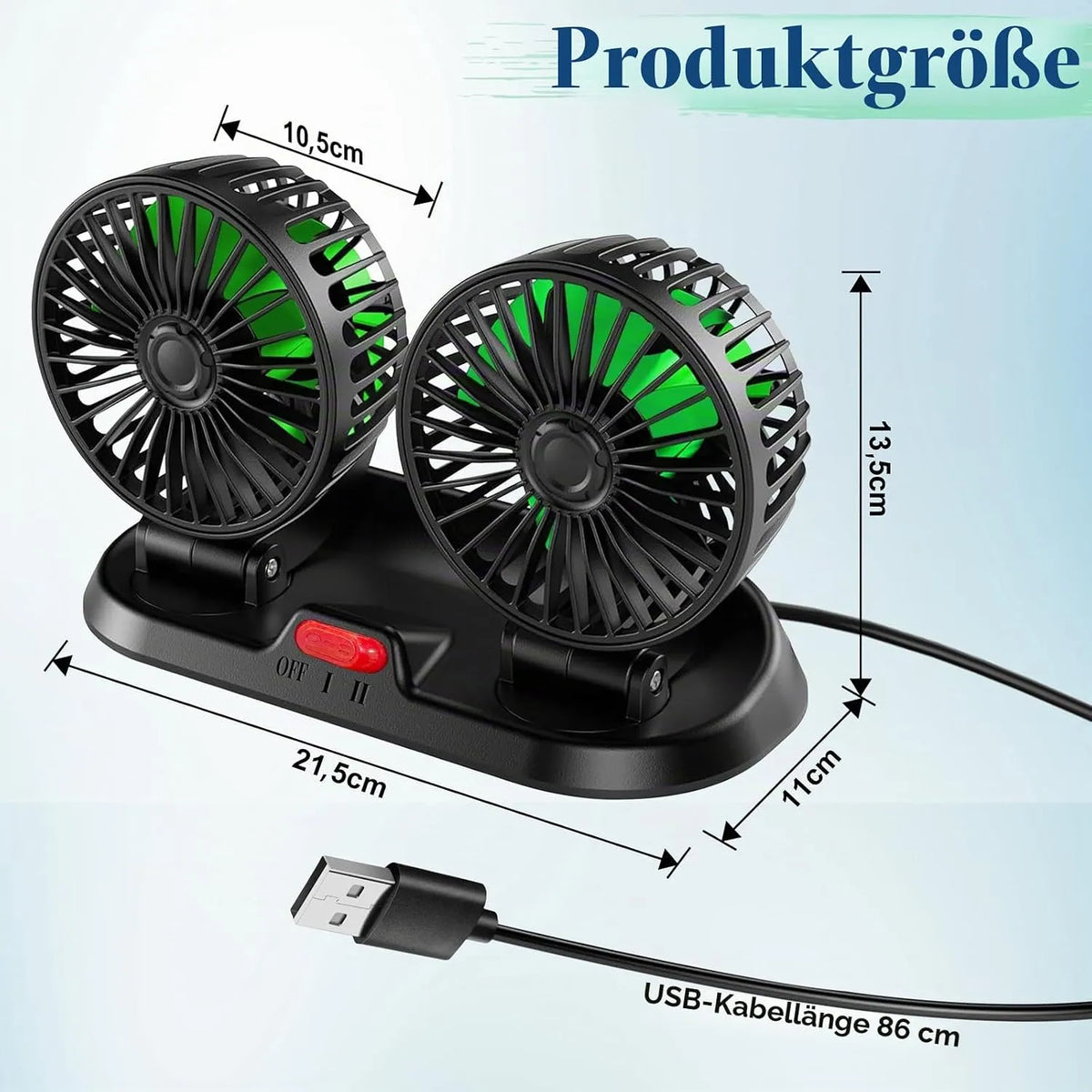 Qidoe Avtomobilski USB Ventilator 3 x 5 x 8 cm