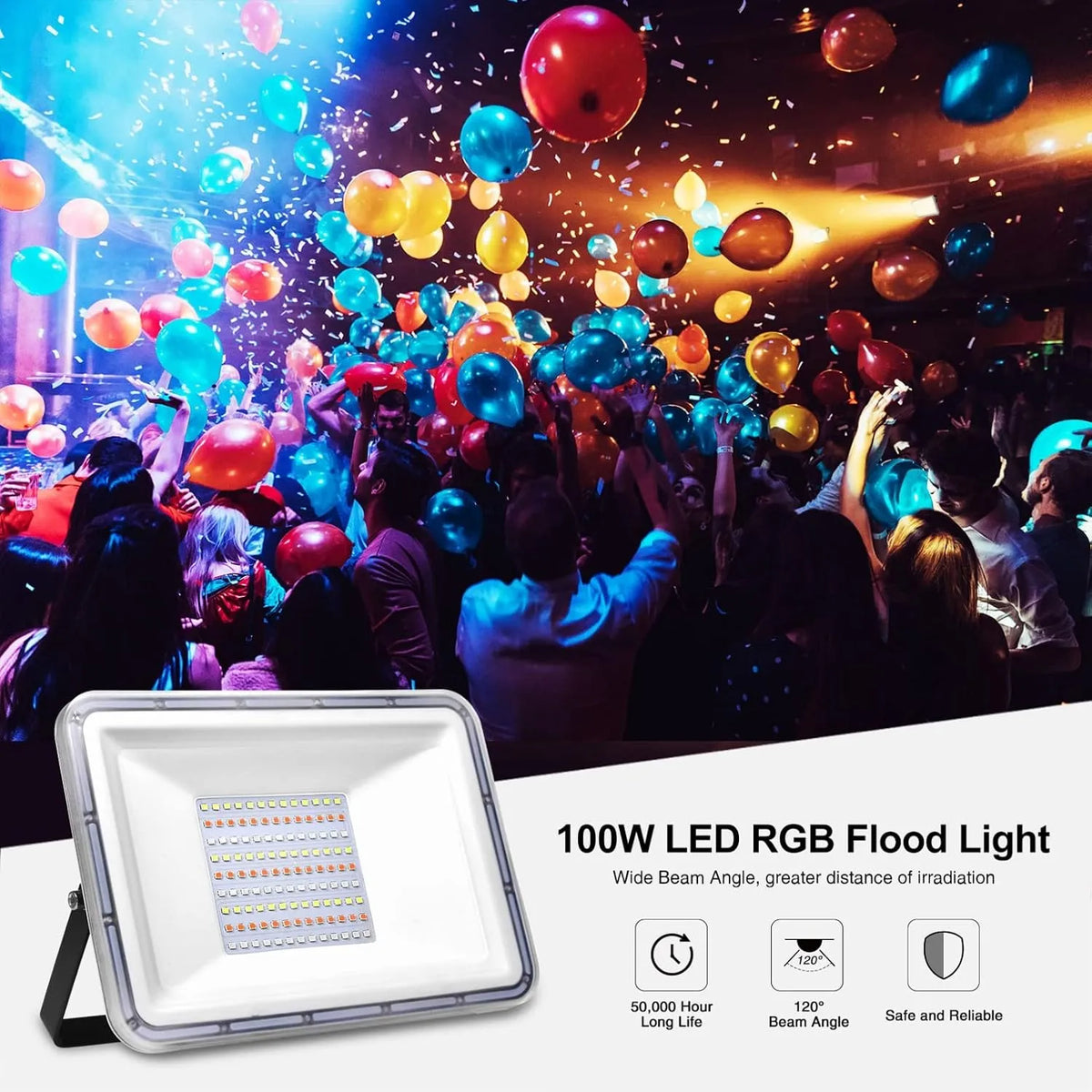 RGB LED Reflektor 100W 23,5 x 16,5 cm