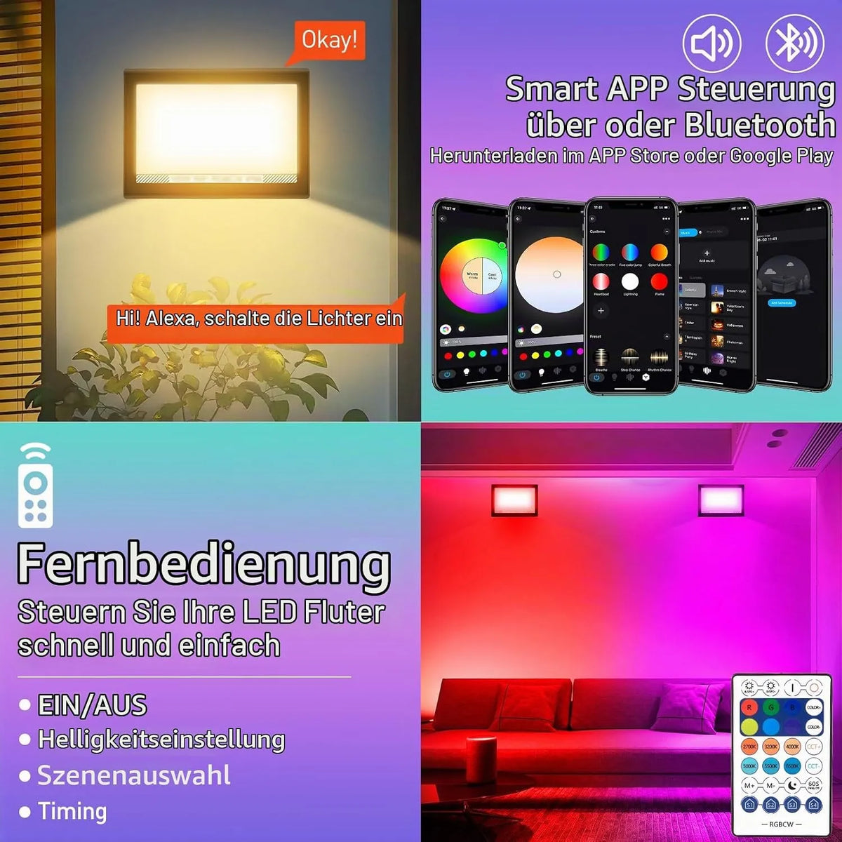 RGB LED Zunanji Reflektor 30 W, 4 Kosi