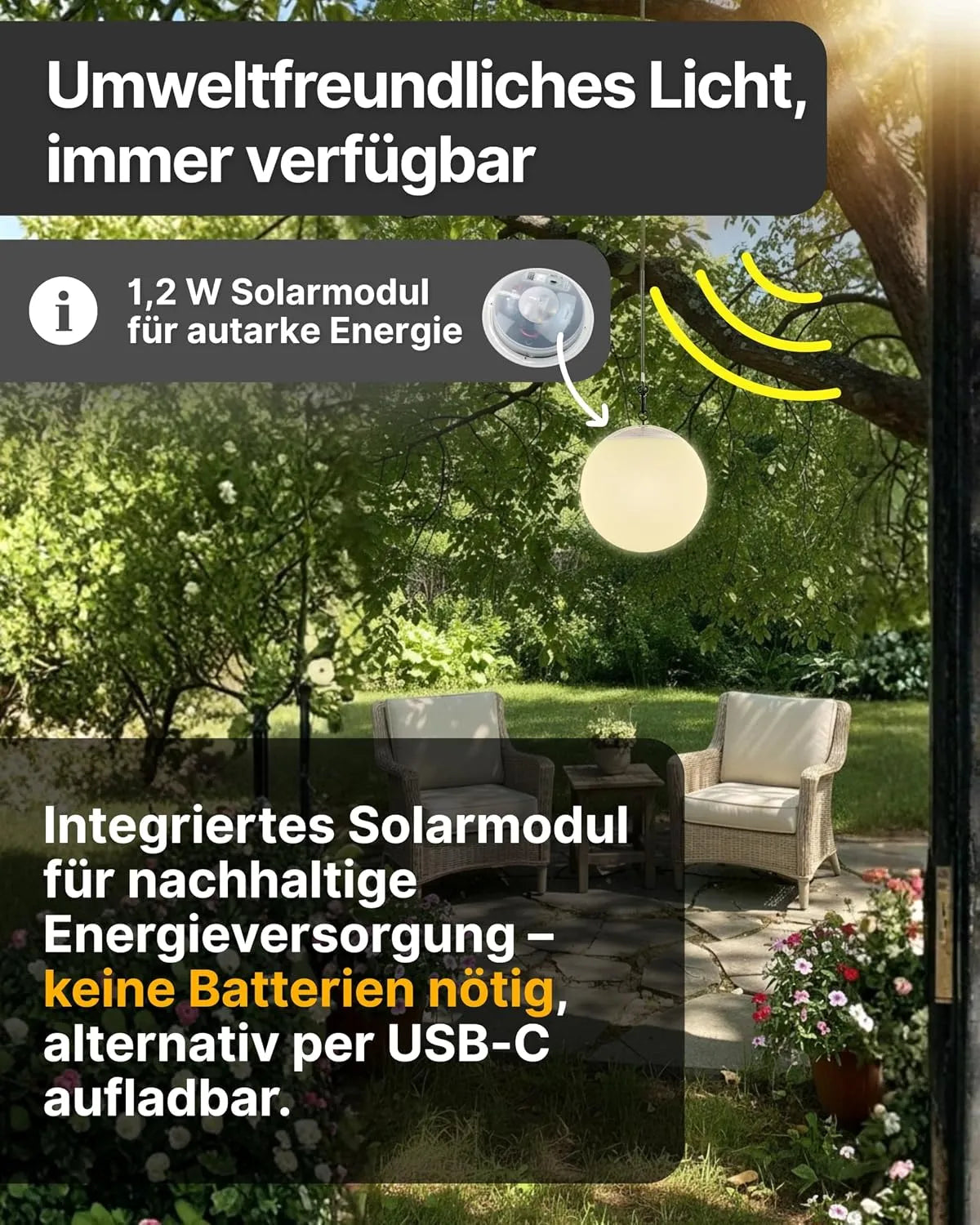 SCHWAIGER Viseča Solarna LED Svetilka 20 x 20 x 18 cm