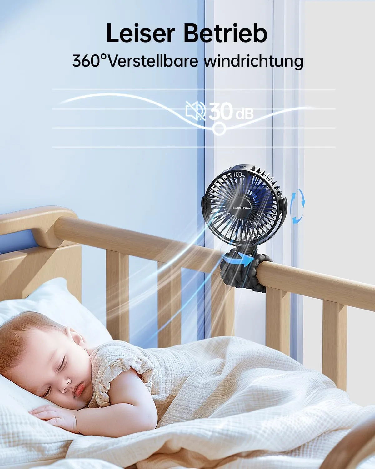 Shenzhen Aixiong Prenosni Ventilator za Voziček 34 x 14 x 6 cm