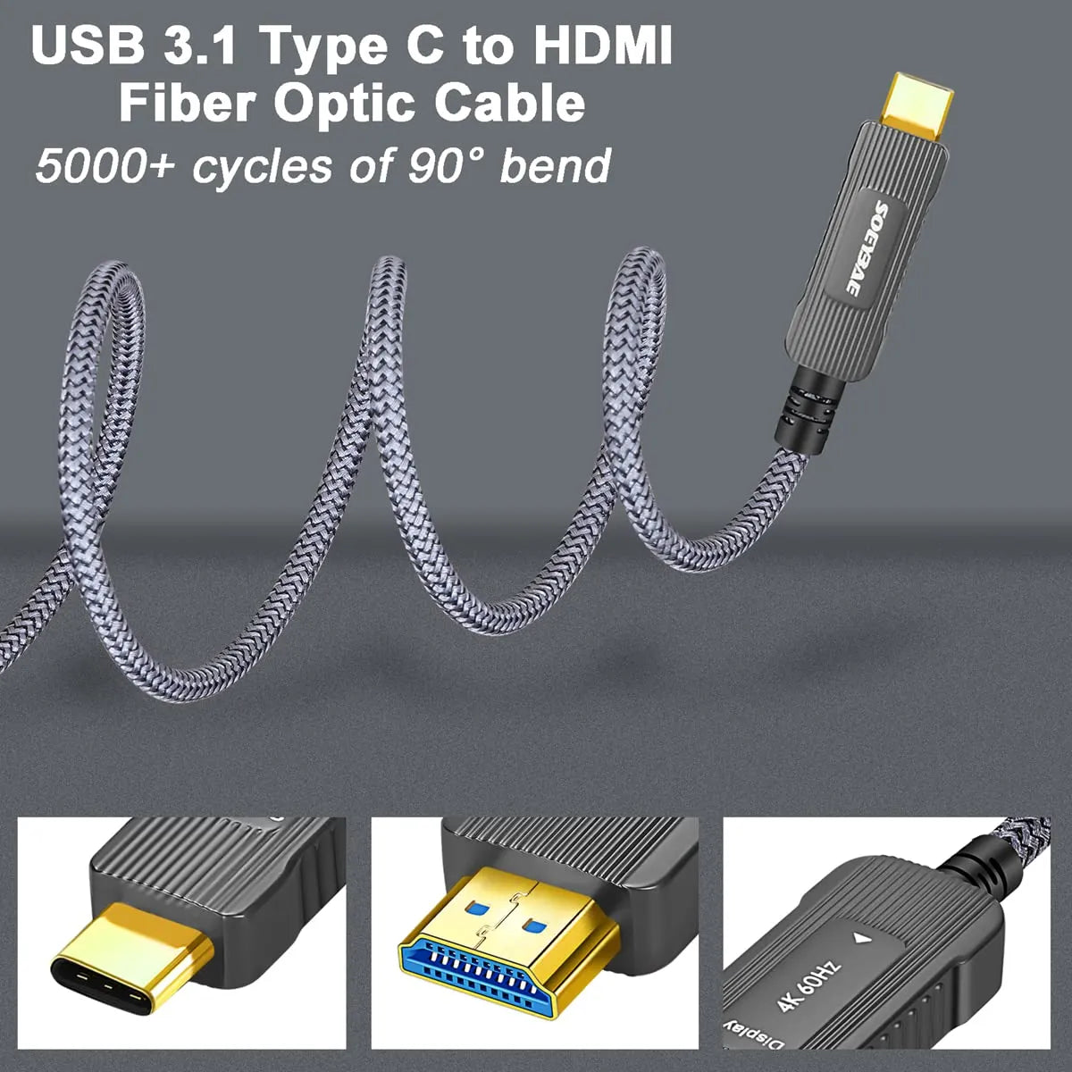 SOEYBAE Optični Kabel USB-C Na HDMI 15 m