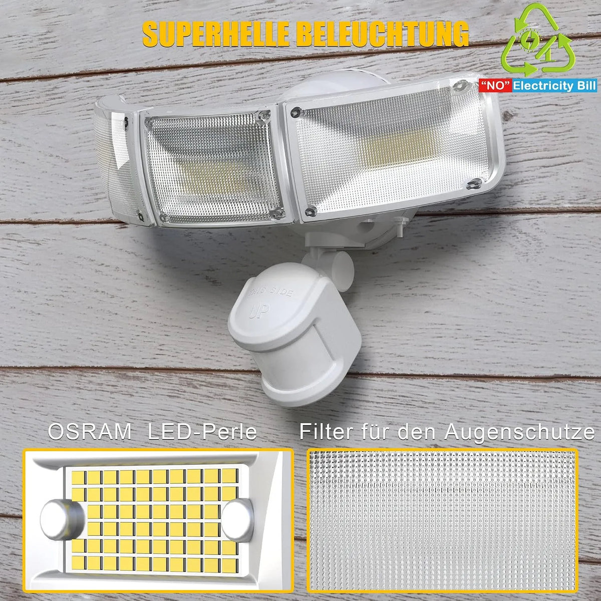 Solarna Zunanja LED Svetilka s Senzorjem Gibanja 35,6 x 13,7 x 21,1 cm