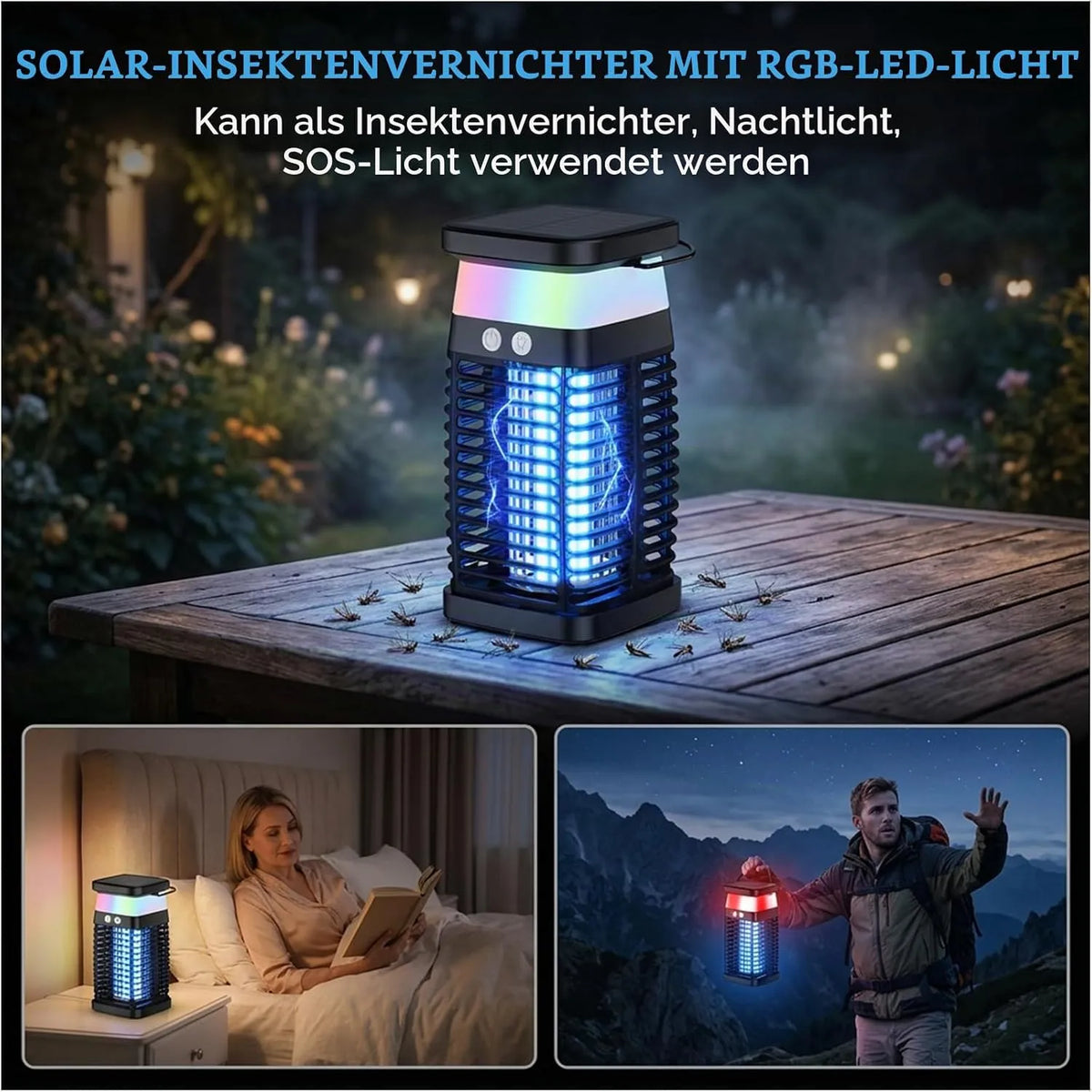 Solarni Električni Uničevalec Insektov in Komarjev 10 x 10 x 22 cm