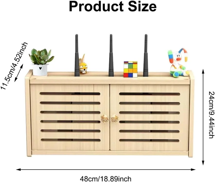 Stenska Omarica za WiFi Usmerjevalnik iz Masivnega Lesa 48x11.5x24 cm