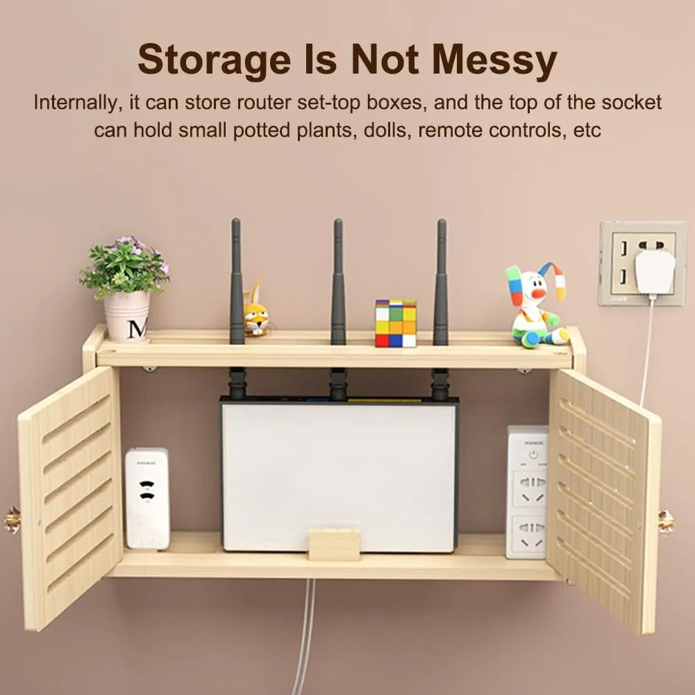 Stenska Omarica za WiFi Usmerjevalnik iz Masivnega Lesa 48x11.5x24 cm