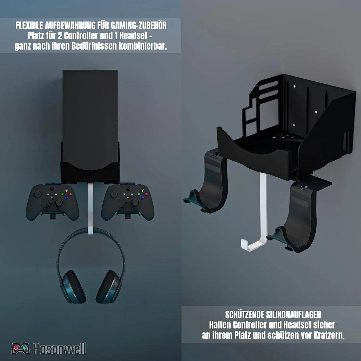 Stenski Nosilec za Xbox Series X s Kavlji za Kontrolerje in Slušalke