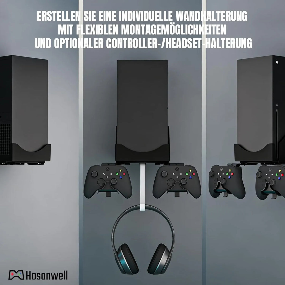 Stenski Nosilec za Xbox Series X s Kavlji za Kontrolerje in Slušalke