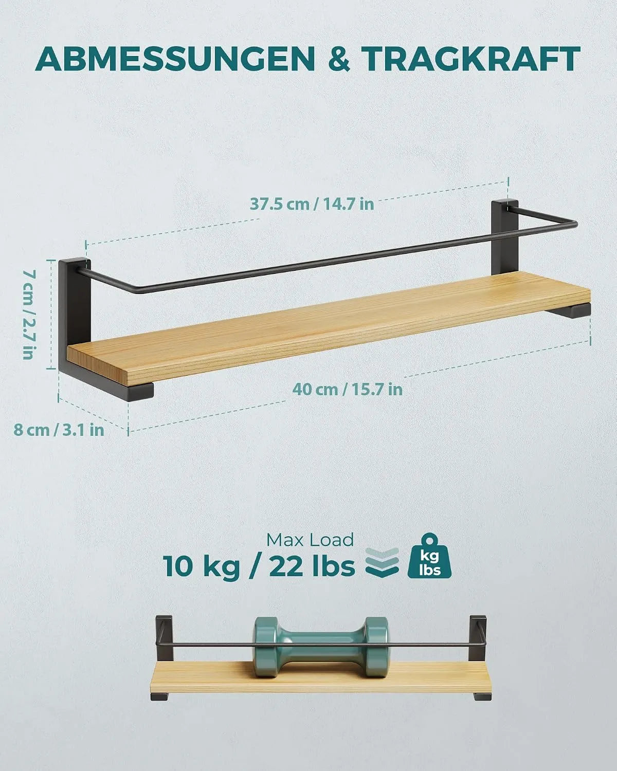 Stensko Stojalo za Začimbe 40 x 9 cm 2 Kosa