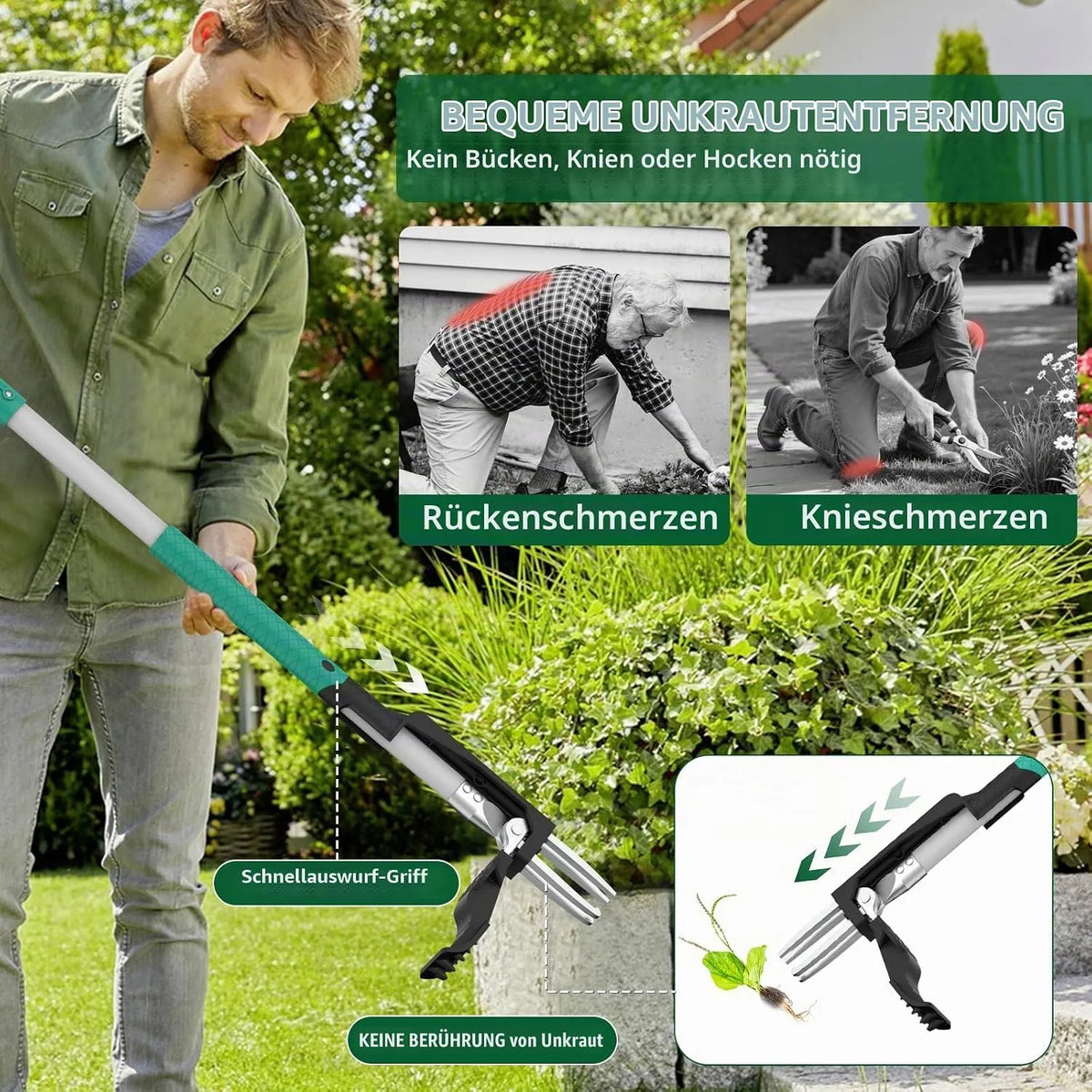 Stoječi Odstranjevalec Plevela s 4 Kremplji 99 cm