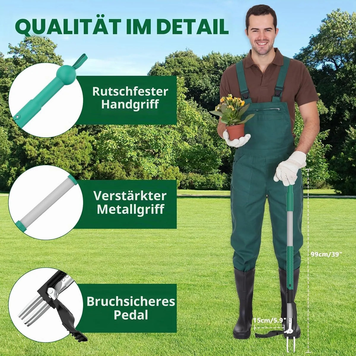 Stoječi Odstranjevalec Plevela s 4 Kremplji 99 cm