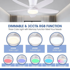 Stropni Ventilator z LED RGB Svetilko 91.4 cm
