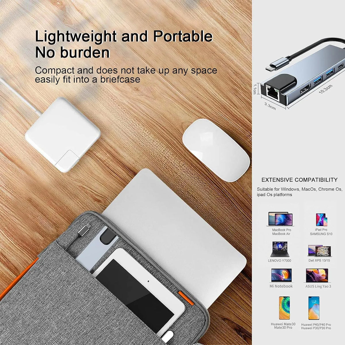 SZPACMATE USB C Razdelilnik za MacBook Pro/Air 10.3 x 3.3 x 1.1 cm