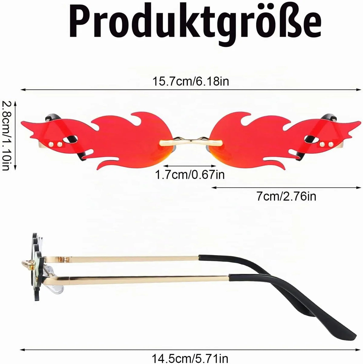 Tagaremuser Zabavna Očala v Obliki Plamena 2 Kosa