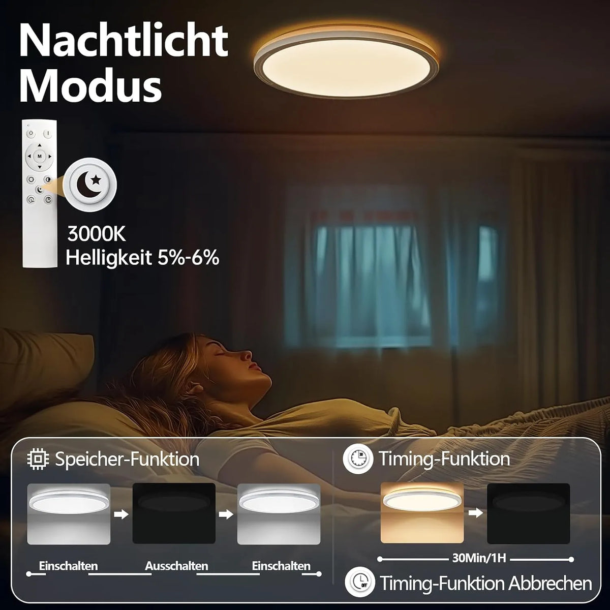 Taipow Zatemnilna LED Stropna Svetilka 30 cm