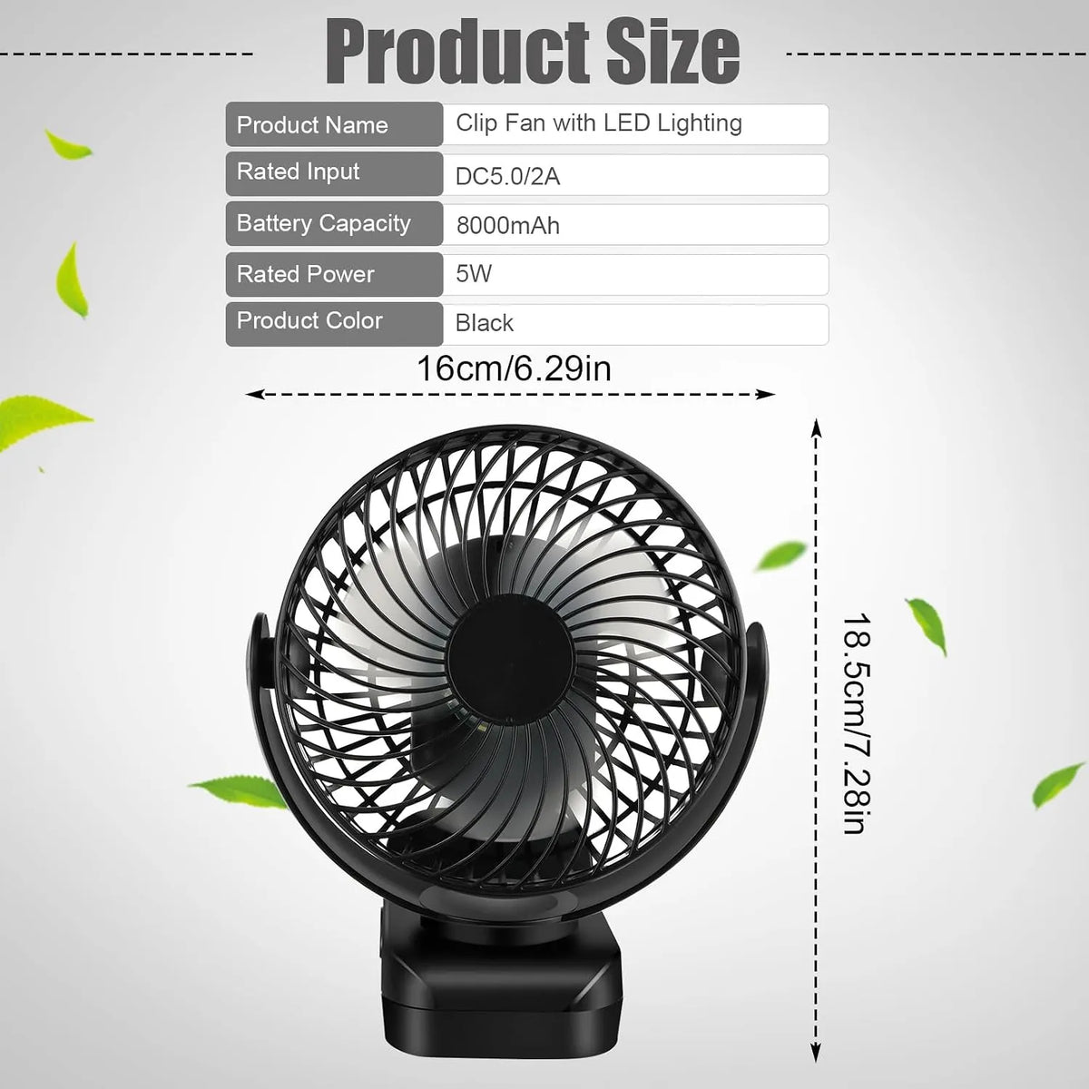 talifoca Mini USB Ventilator s Ščipalko 7 x 16 x 18.5 cm