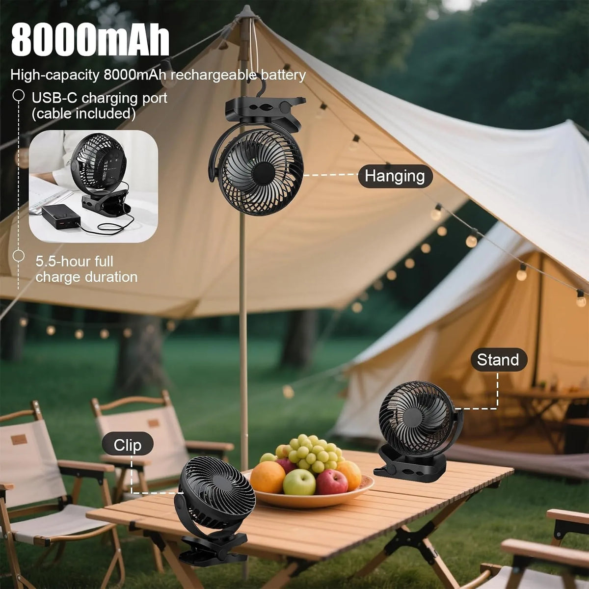 talifoca Mini USB Ventilator s Ščipalko 7 x 16 x 18.5 cm