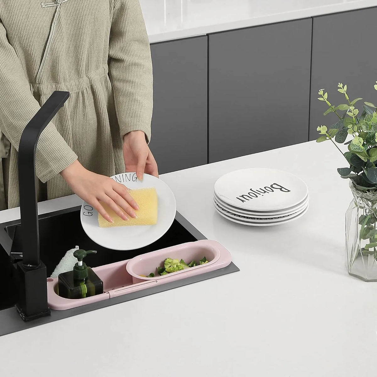 Teleskopski Organizator Za Pomivalno Korito Siva 50 cm