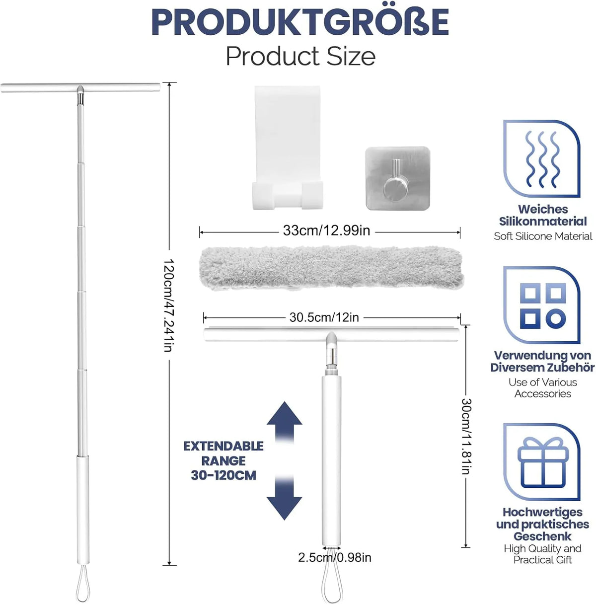 Teleskopsko Brisalo za Tuš in Steklo 29,5–120 cm